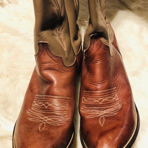 Brown and tan leather boots main image 6